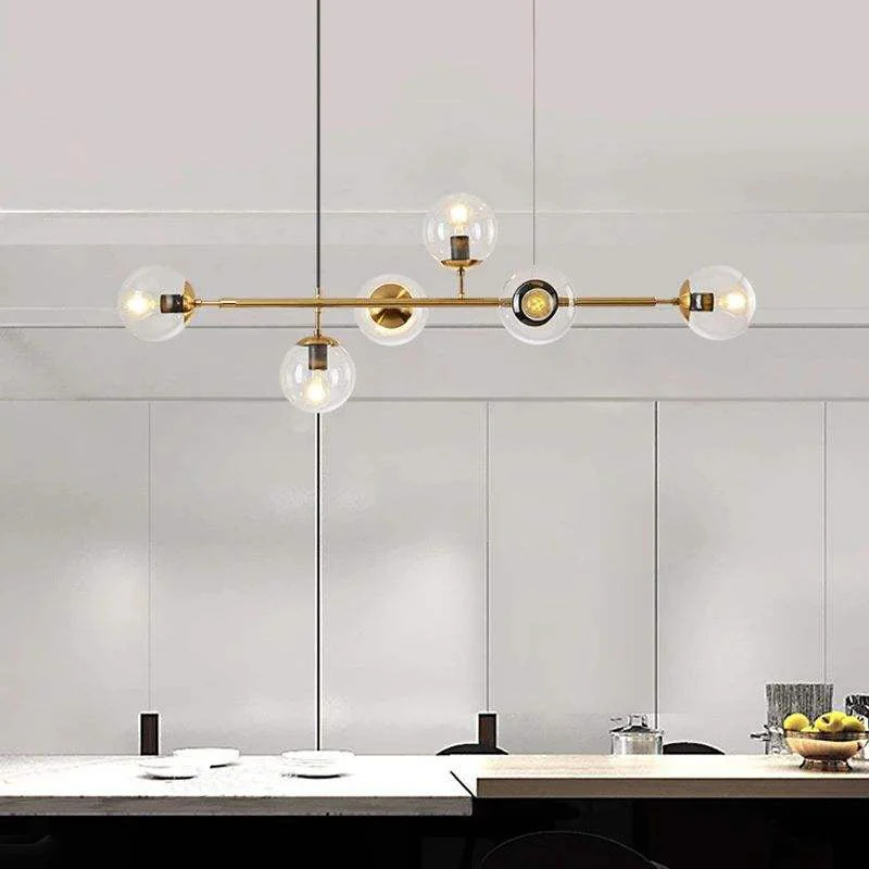 Lustra Pendant Lamp Orb Brass Glass for Living Room - Image 34