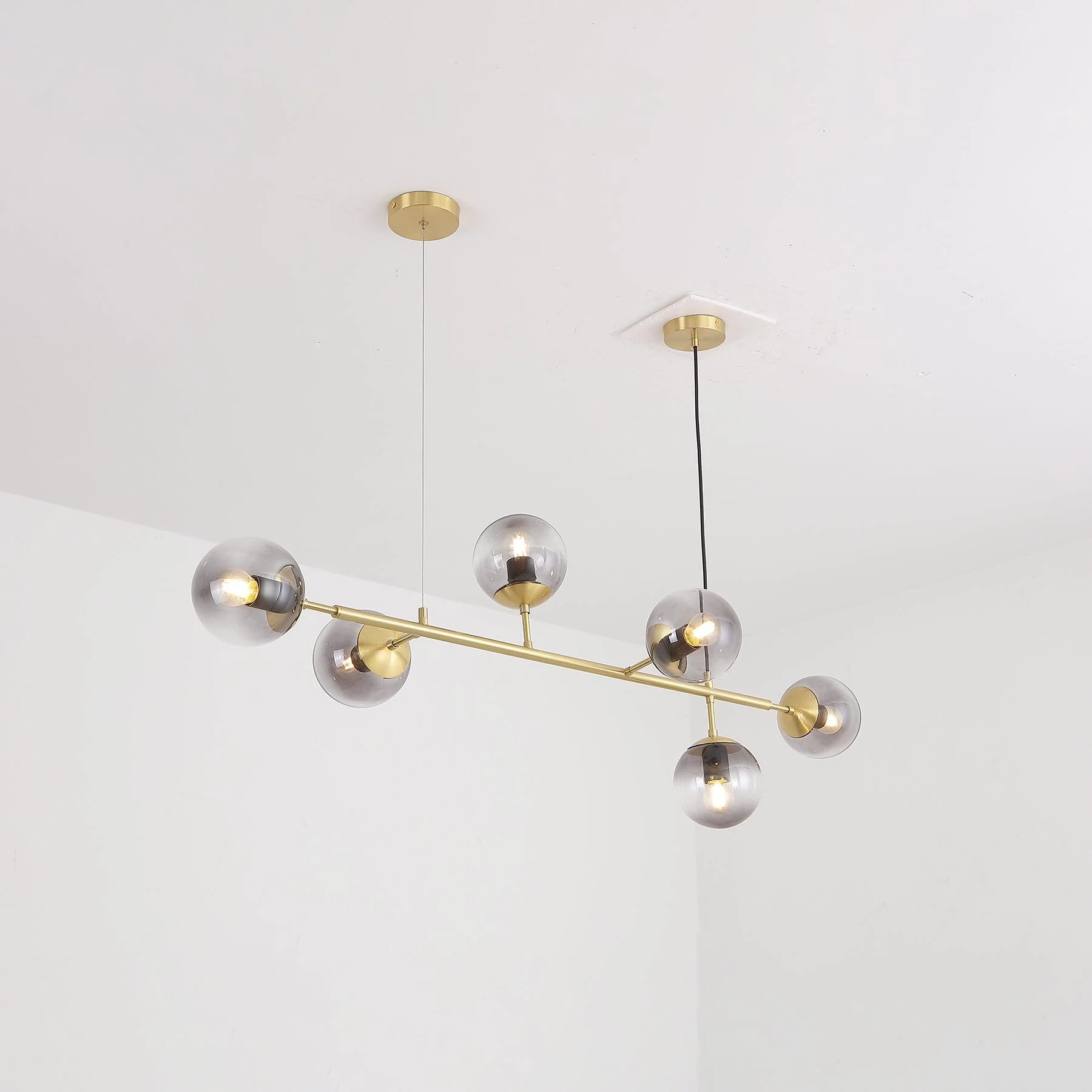 Lustra Pendant Lamp Orb Brass Glass for Living Room - Image 35