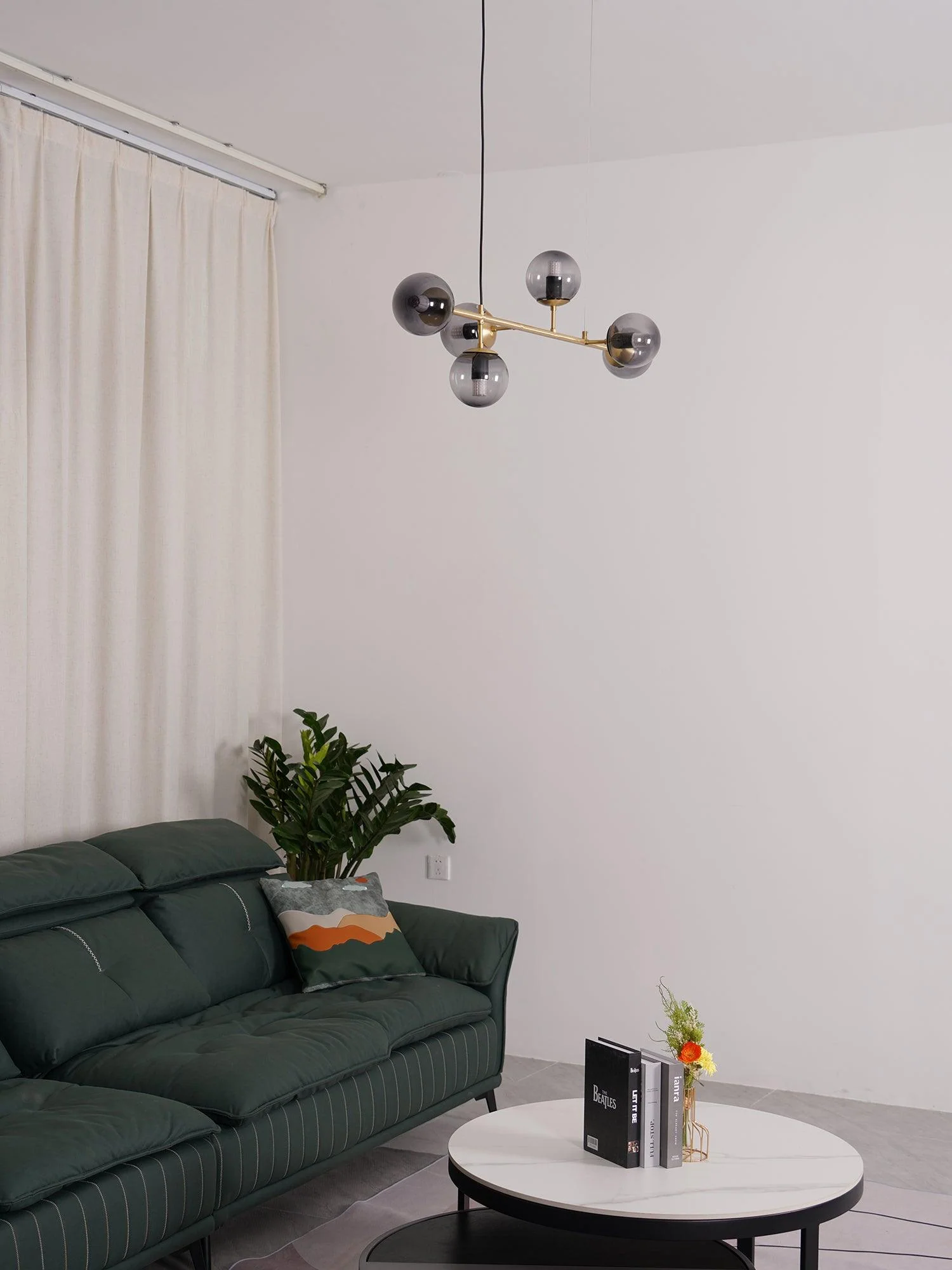 Lustra Pendant Lamp Orb Brass Glass for Living Room - Image 37