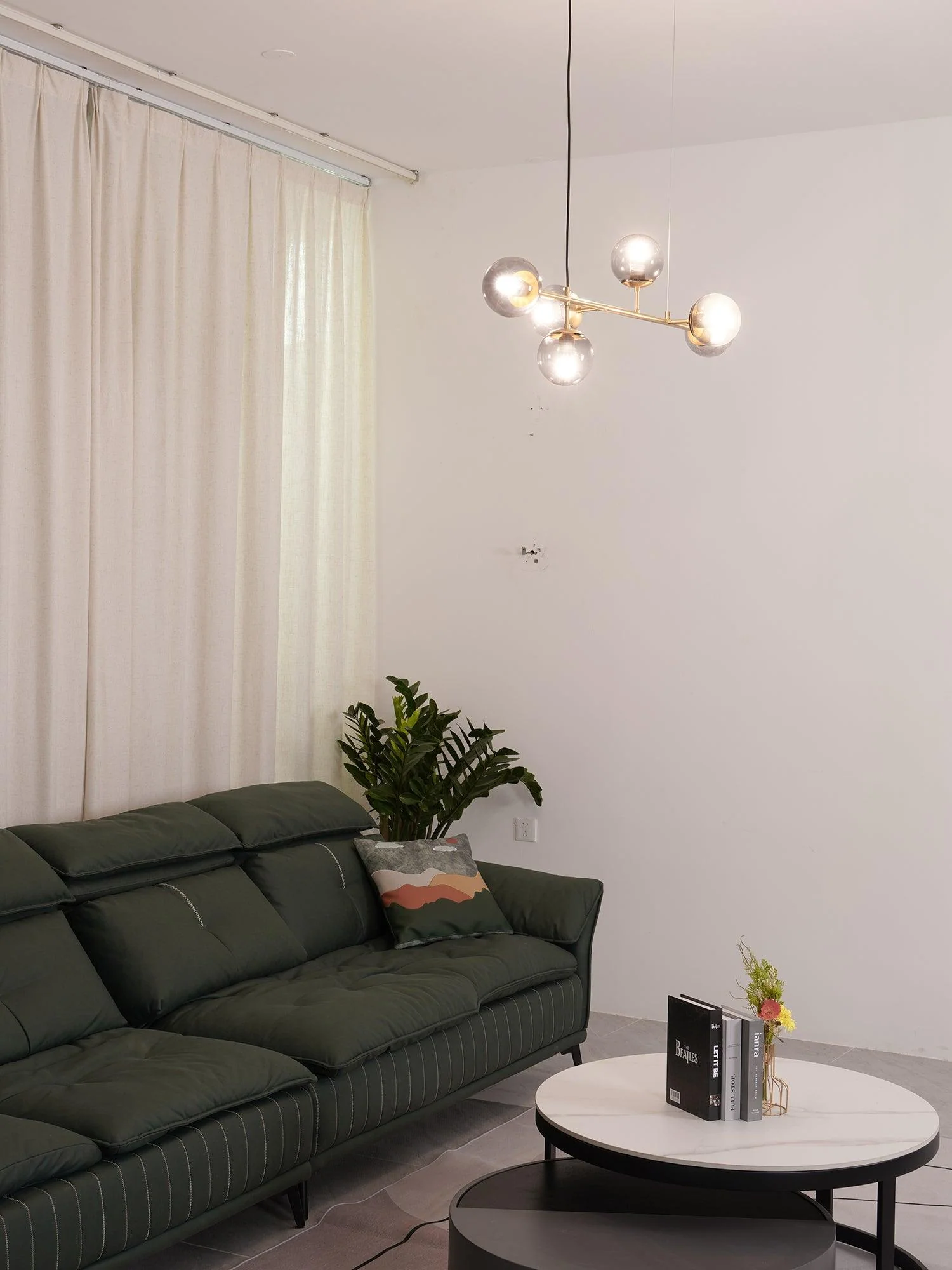 Lustra Pendant Lamp Orb Brass Glass for Living Room - Image 38