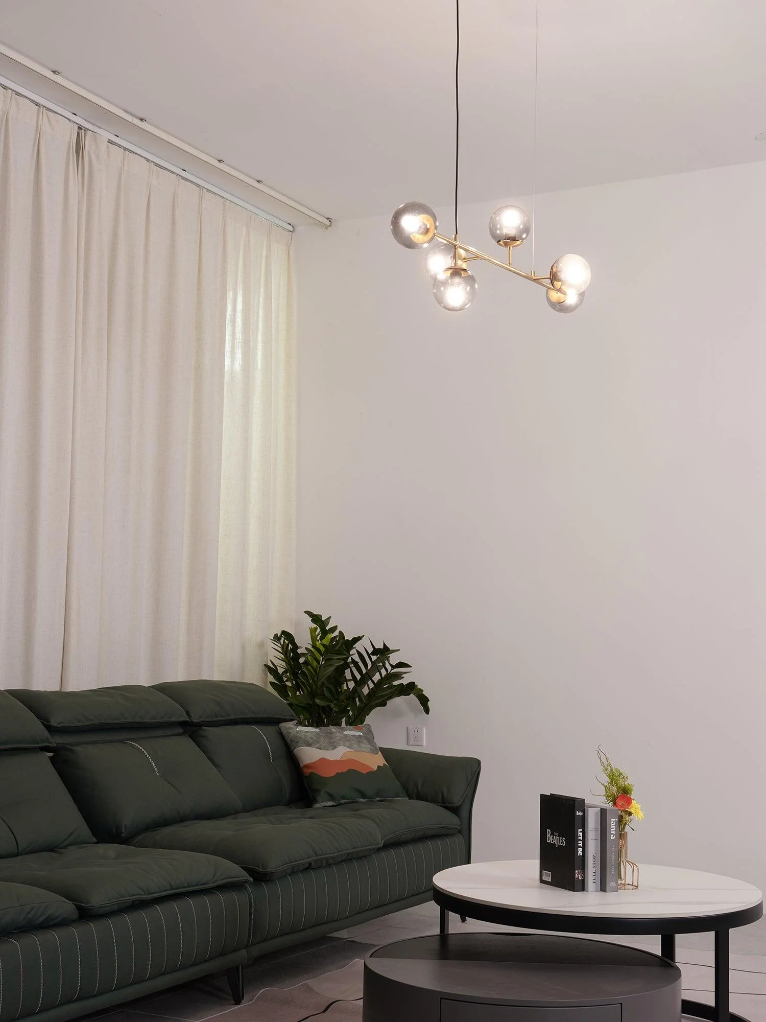 Lustra Pendant Lamp Orb Brass Glass for Living Room - Image 39