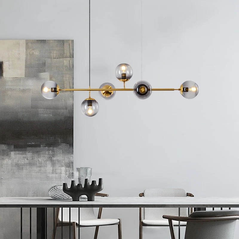 Lustra Pendant Lamp Orb Brass Glass for Living Room - Image 4