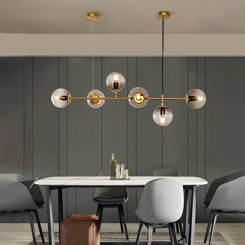 Lustra Pendant Lamp Orb Brass Glass for Living Room - Image 40