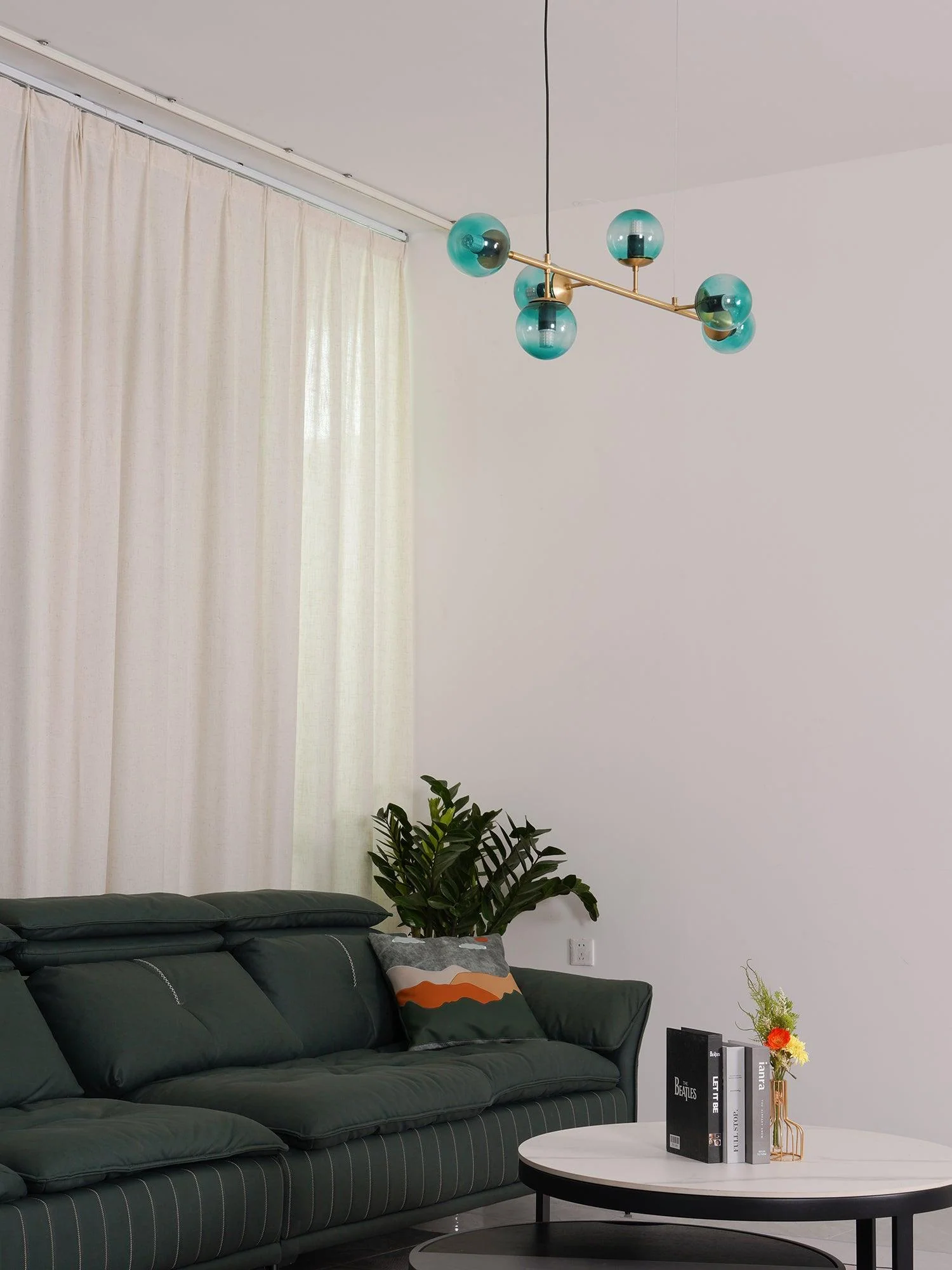 Lustra Pendant Lamp Orb Brass Glass for Living Room - Image 41