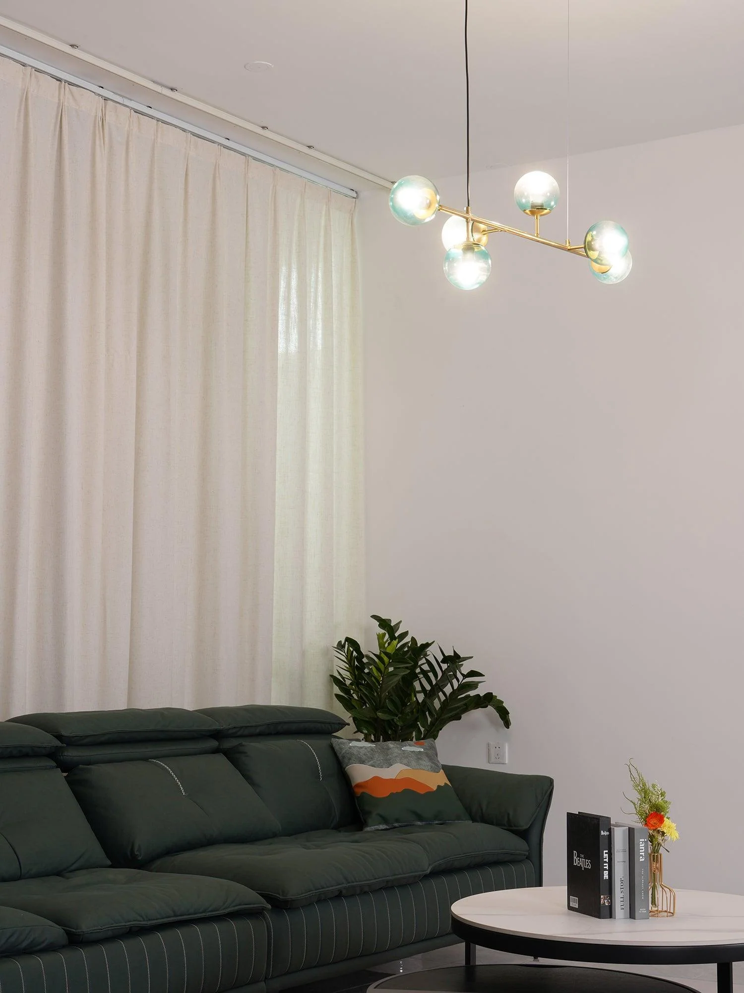 Lustra Pendant Lamp Orb Brass Glass for Living Room - Image 42