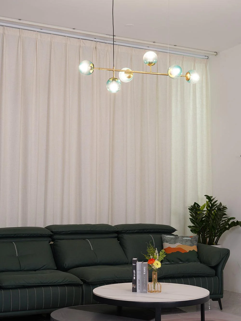 Lustra Pendant Lamp Orb Brass Glass for Living Room - Image 43