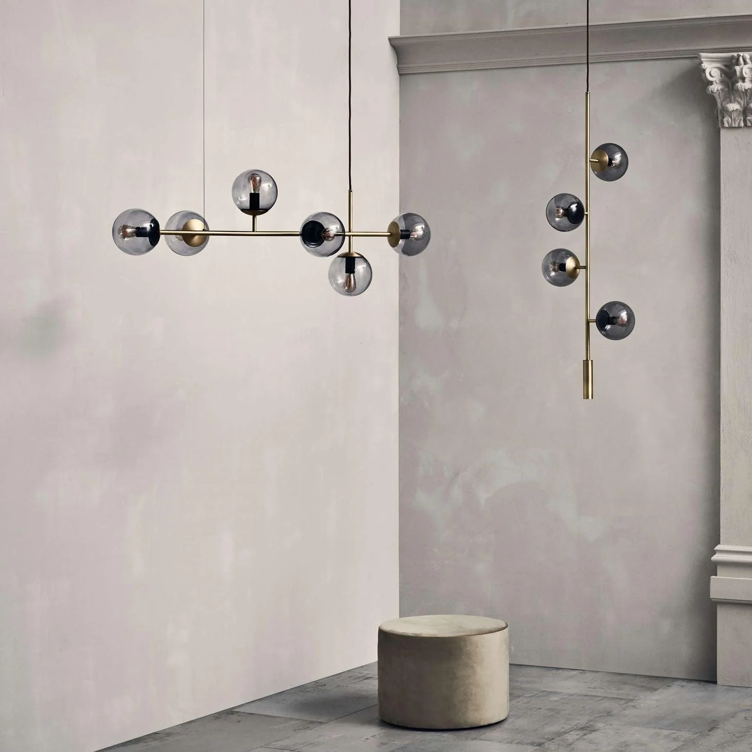 Lustra Pendant Lamp Orb Brass Glass for Living Room - Image 45