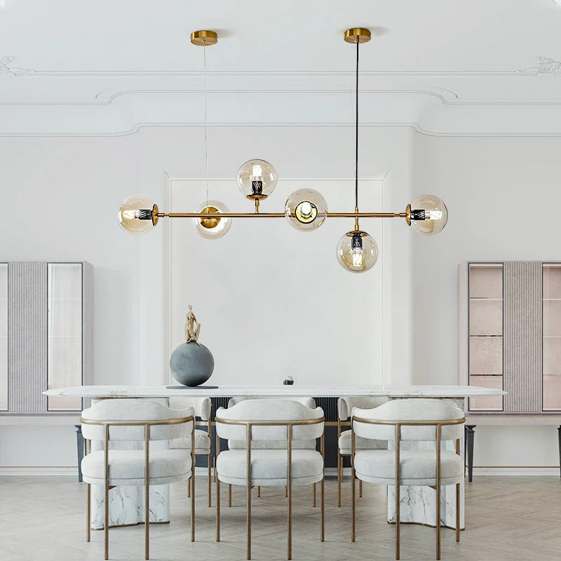 Lustra Pendant Lamp Orb Brass Glass for Living Room - Image 52