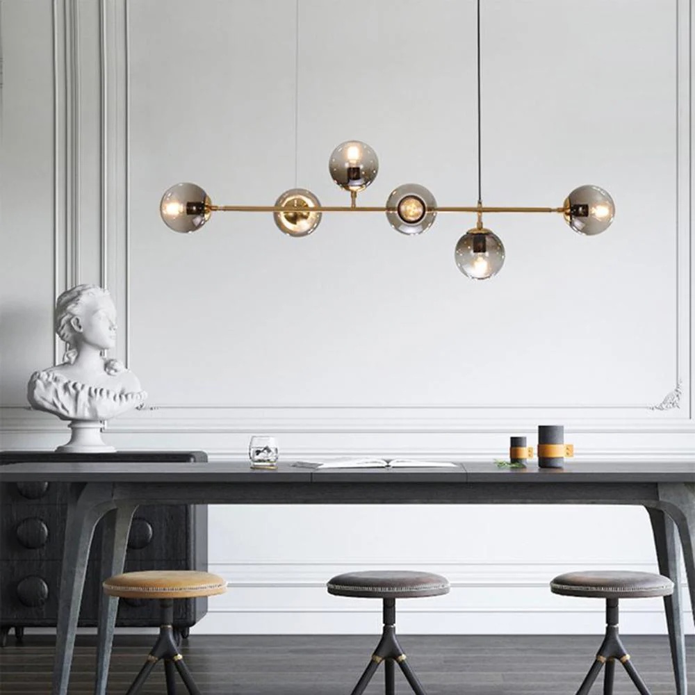 Lustra Pendant Lamp Orb Brass Glass for Living Room - Image 56