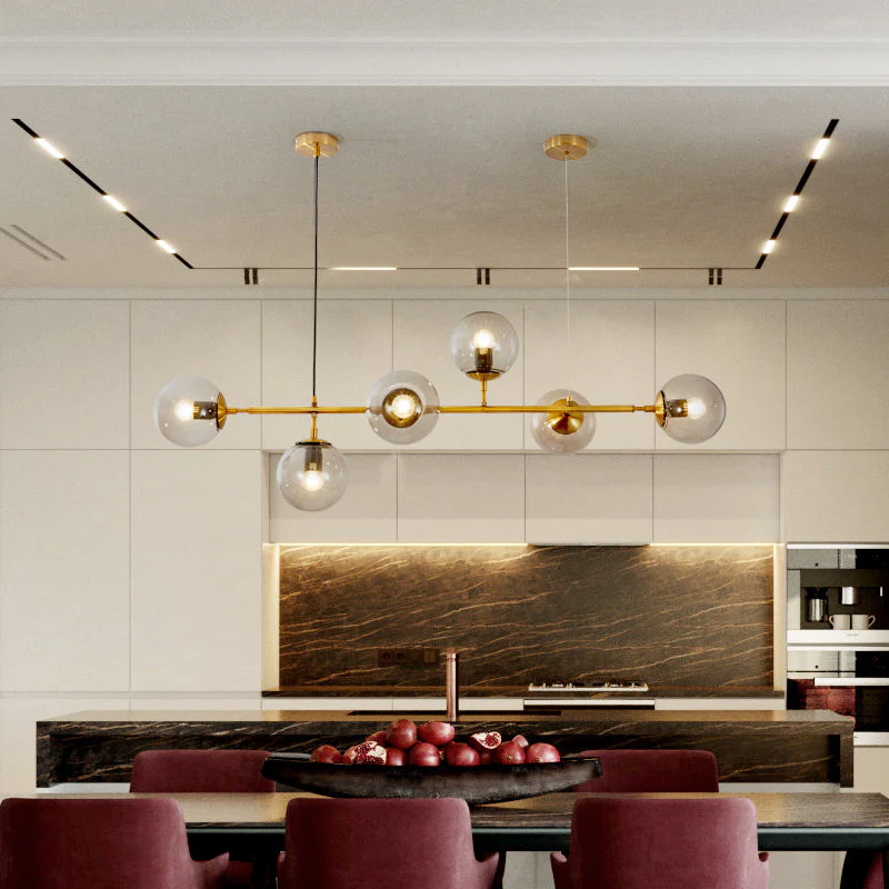 Lustra Pendant Lamp Orb Brass Glass for Living Room - Image 58