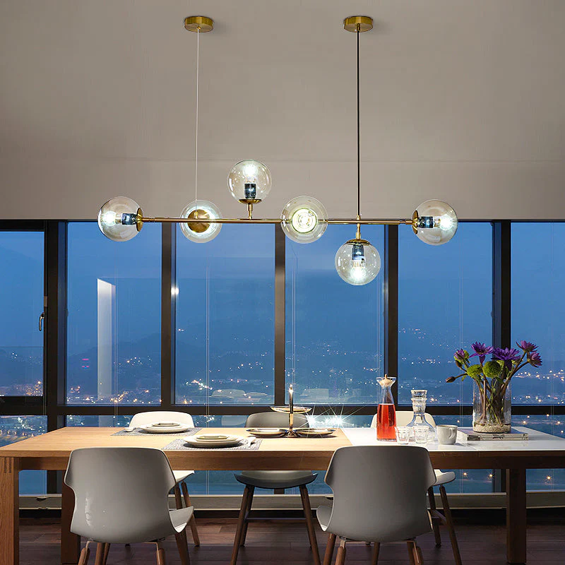 Lustra Pendant Lamp Orb Brass Glass for Living Room - Image 59