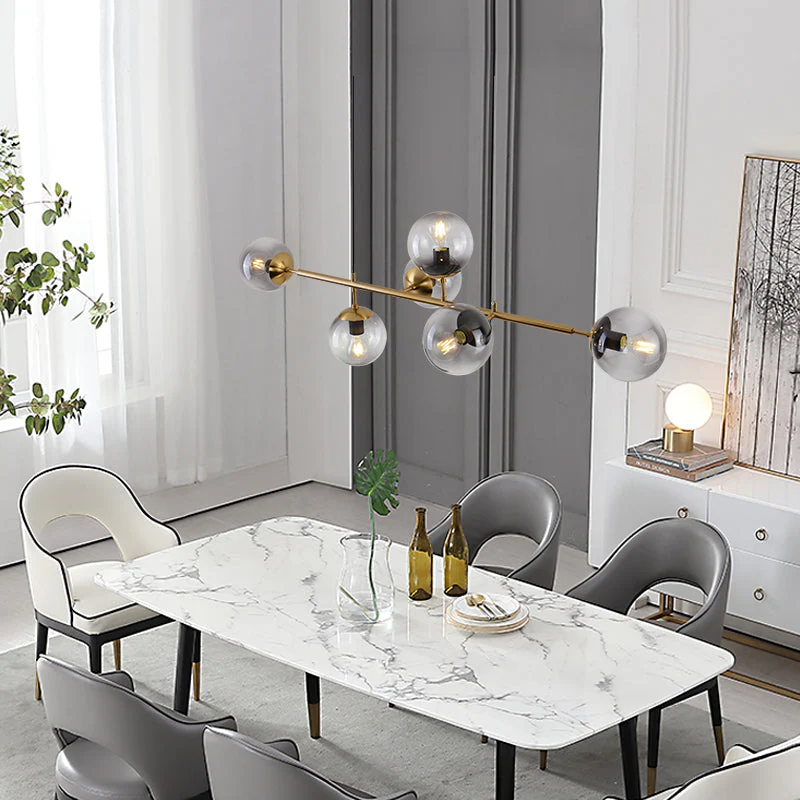 Lustra Pendant Lamp Orb Brass Glass for Living Room - Image 60