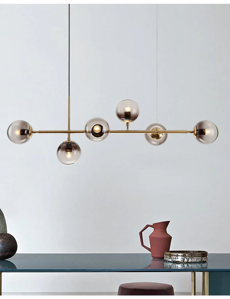 Lustra Pendant Lamp Orb Brass Glass for Living Room - Image 62