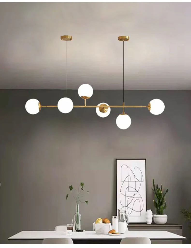 Lustra Pendant Lamp Orb Brass Glass for Living Room - Image 63