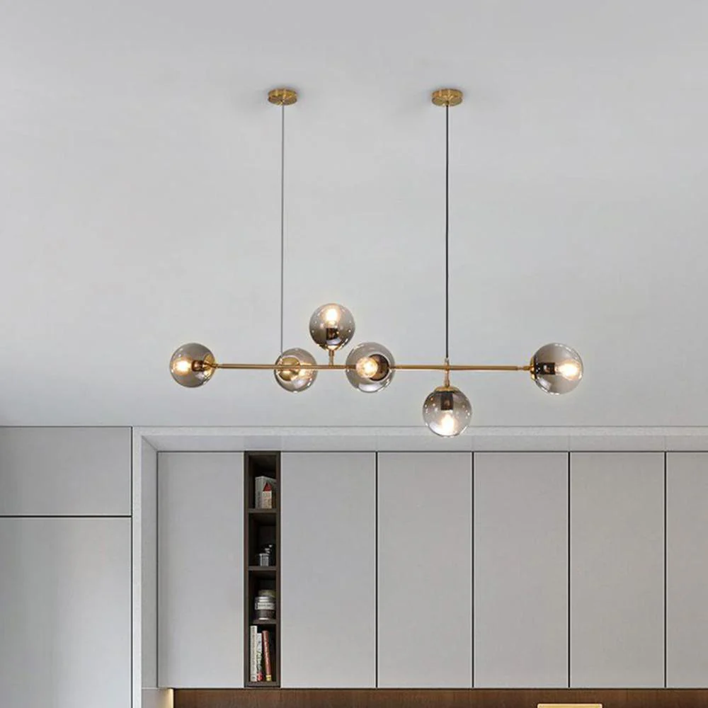 Lustra Pendant Lamp Orb Brass Glass for Living Room - Image 67