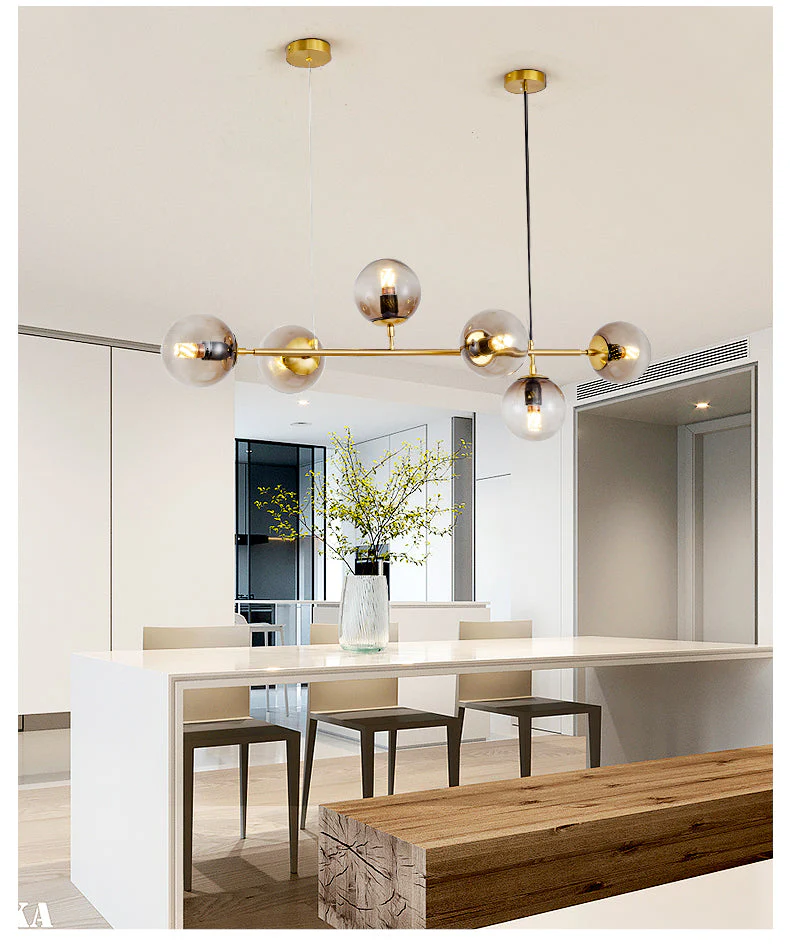 Lustra Pendant Lamp Orb Brass Glass for Living Room - Image 68