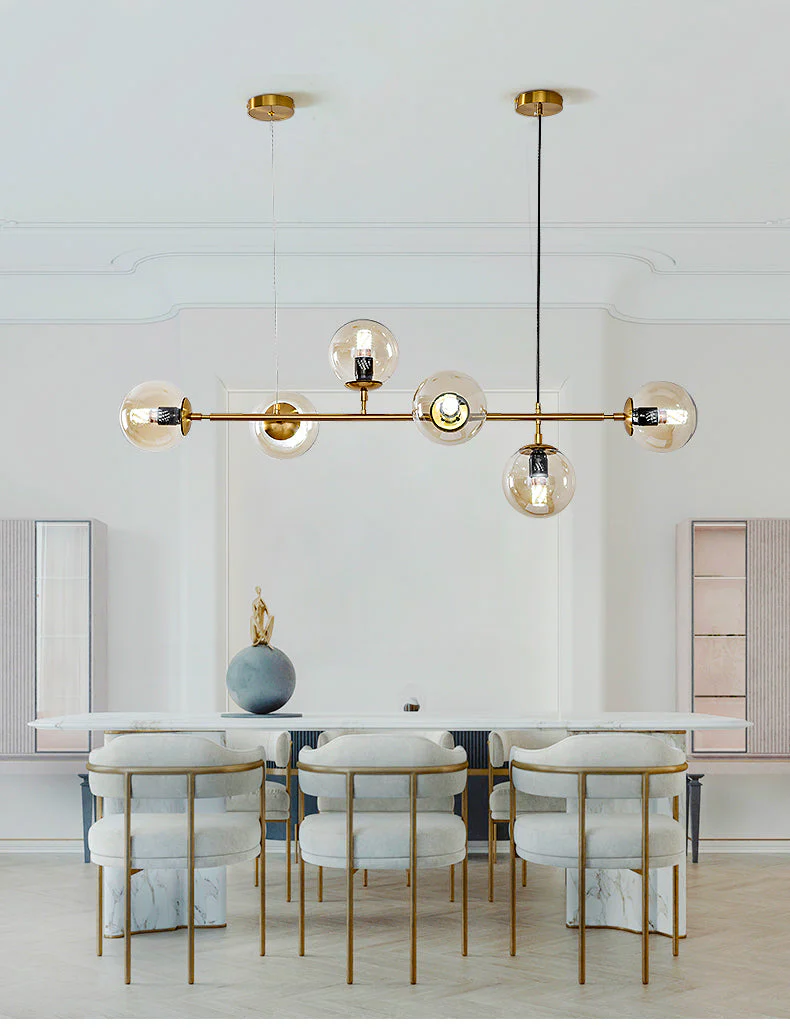 Lustra Pendant Lamp Orb Brass Glass for Living Room - Image 69