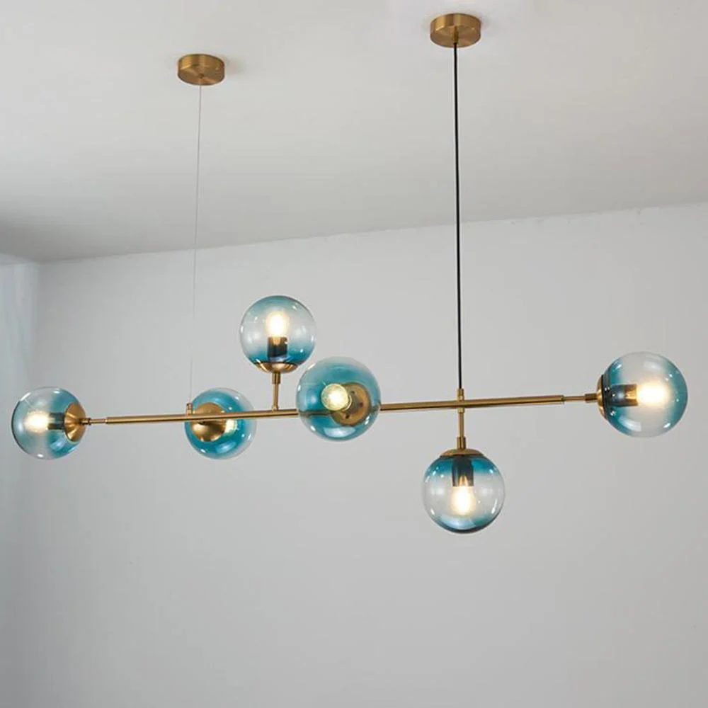 Lustra Pendant Lamp Orb Brass Glass for Living Room - Image 7