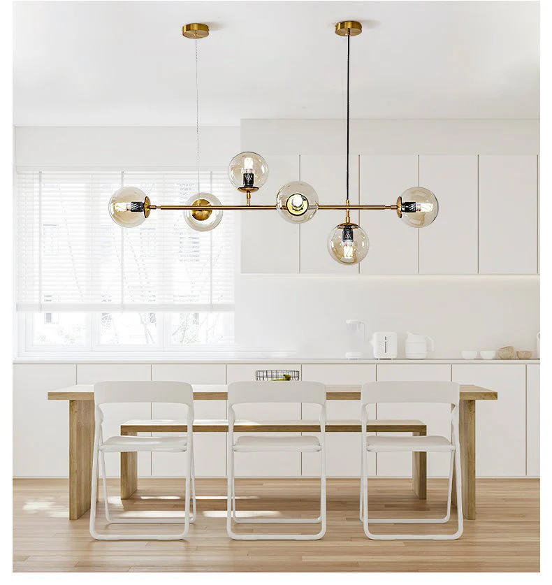 Lustra Pendant Lamp Orb Brass Glass for Living Room - Image 76