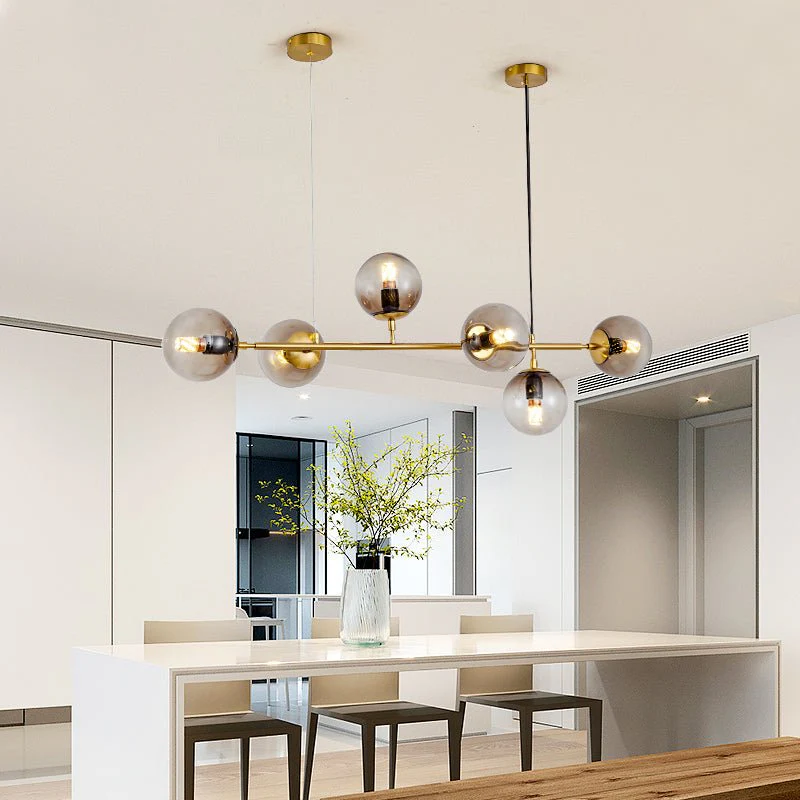 Lustra Pendant Lamp Orb Brass Glass for Living Room - Image 82
