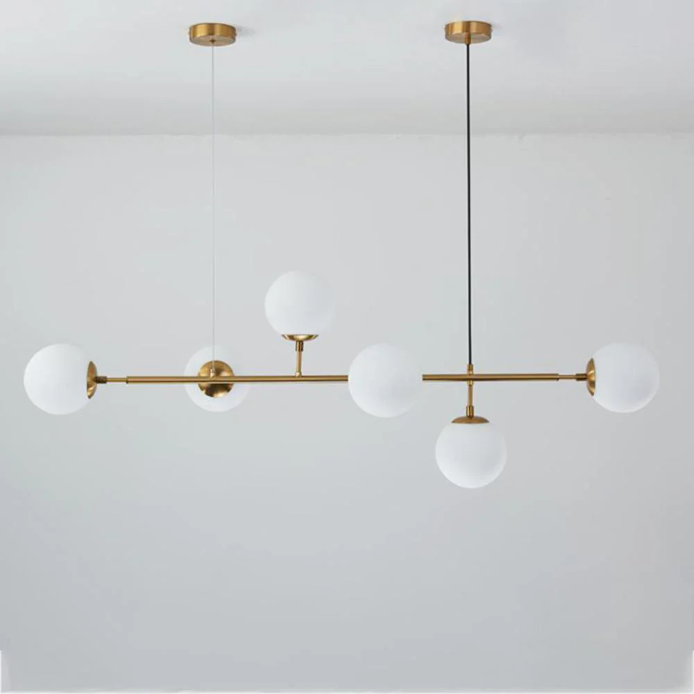 Lustra Pendant Lamp Orb Brass Glass for Living Room - Image 9