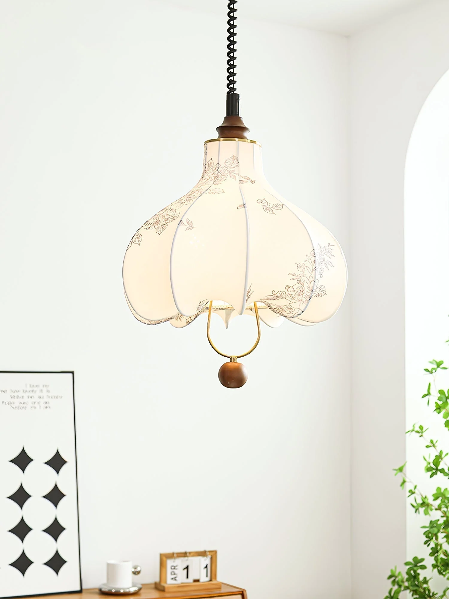 Lustra Pendant Lamp Pear Fabric Lantern for Living Room - Image 12