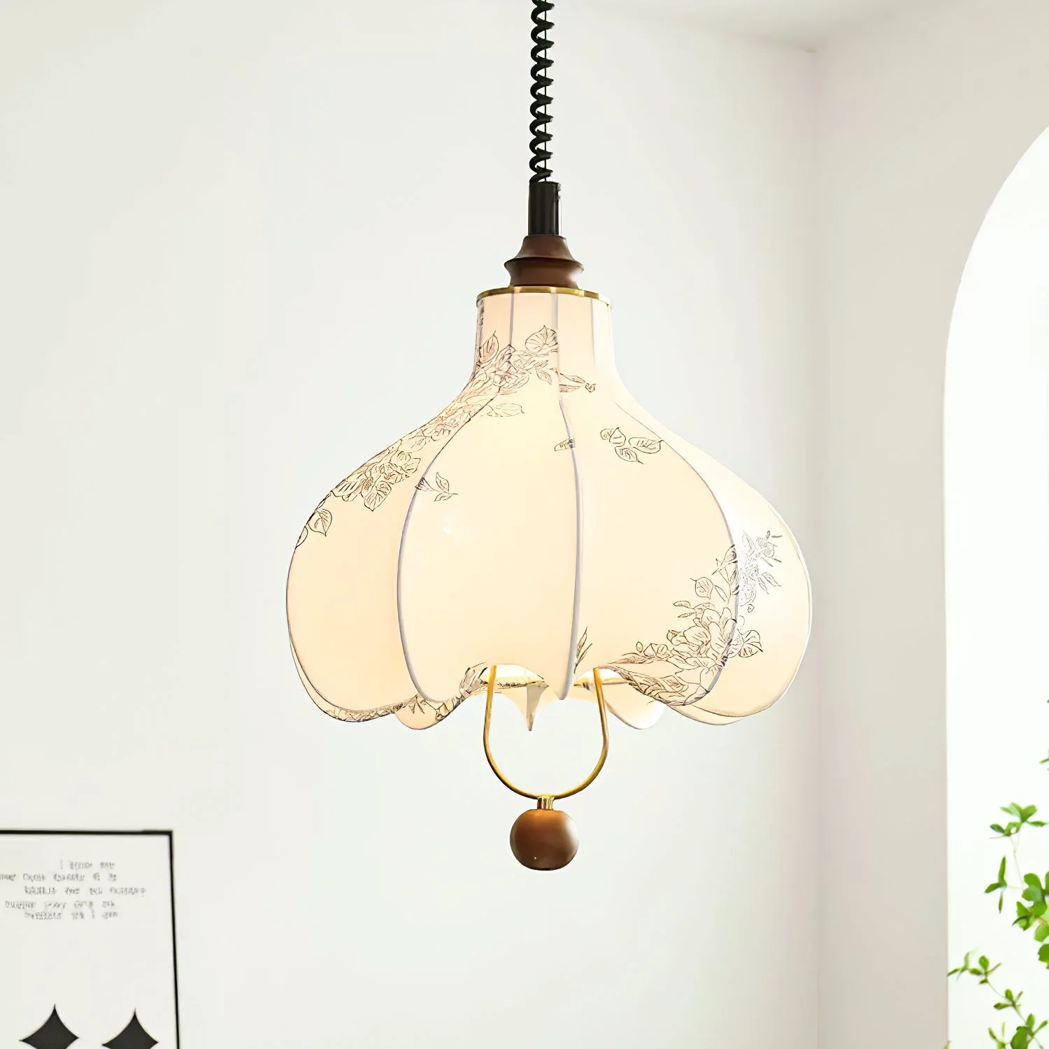 Lustra Pendant Lamp Pear Fabric Lantern for Living Room - Image 5