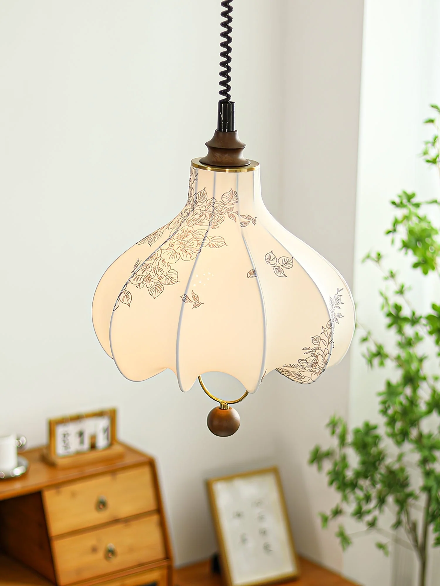 Lustra Pendant Lamp Pear Fabric Lantern for Living Room - Image 7