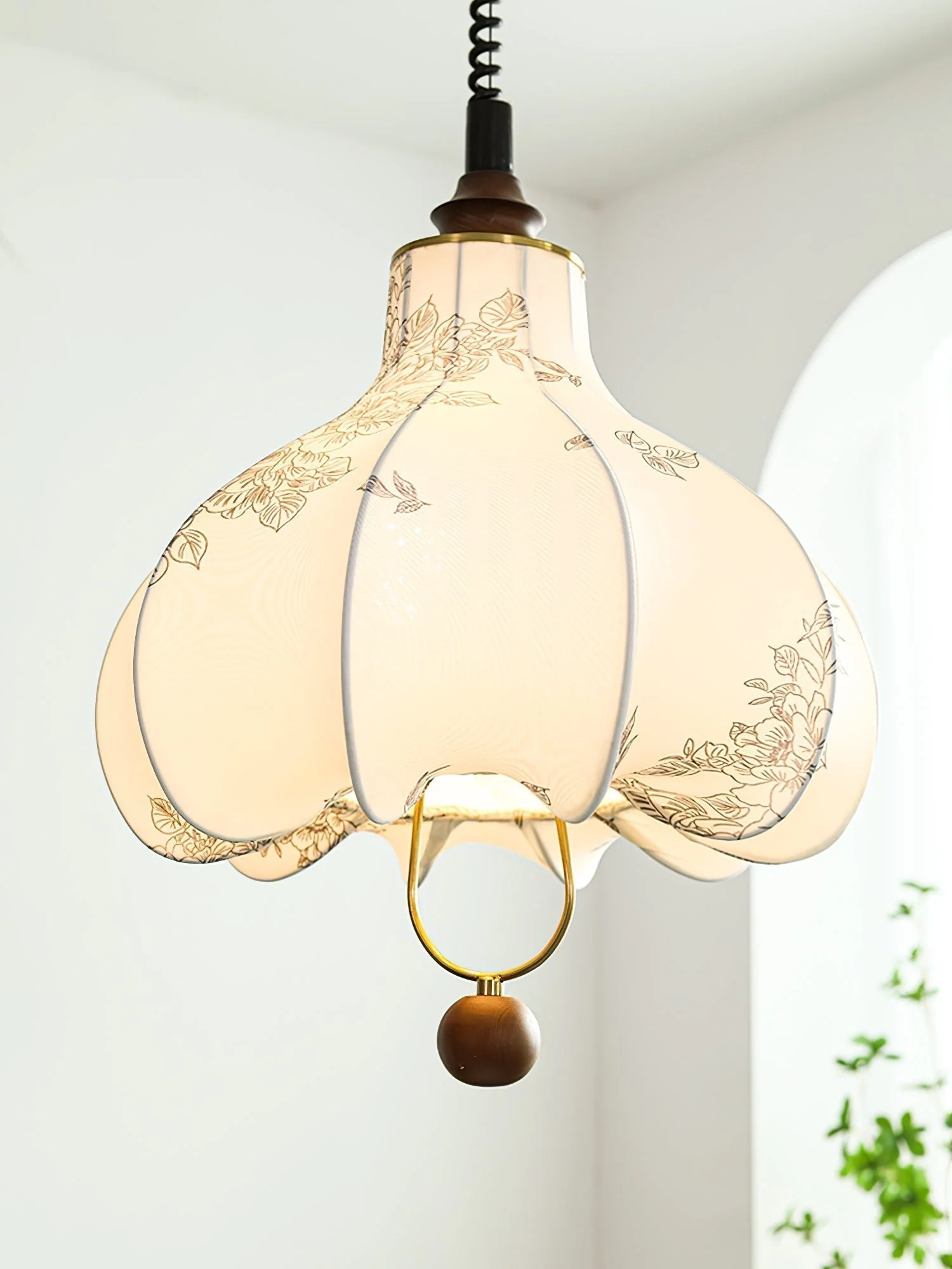 Lustra Pendant Lamp Pear Fabric Lantern for Living Room - Image 9
