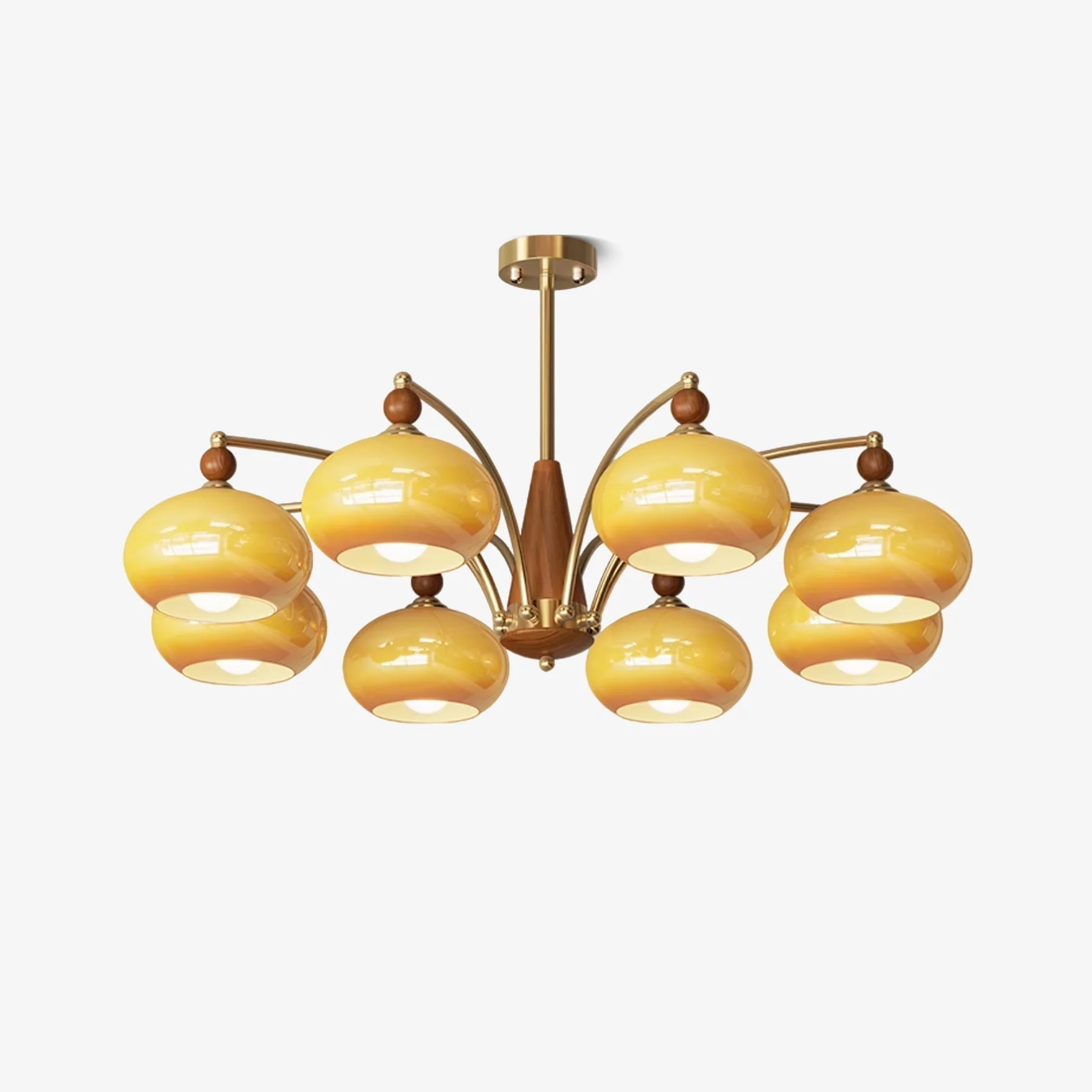 Lustra Pendant Lamp Retro Yellow Glass Brass