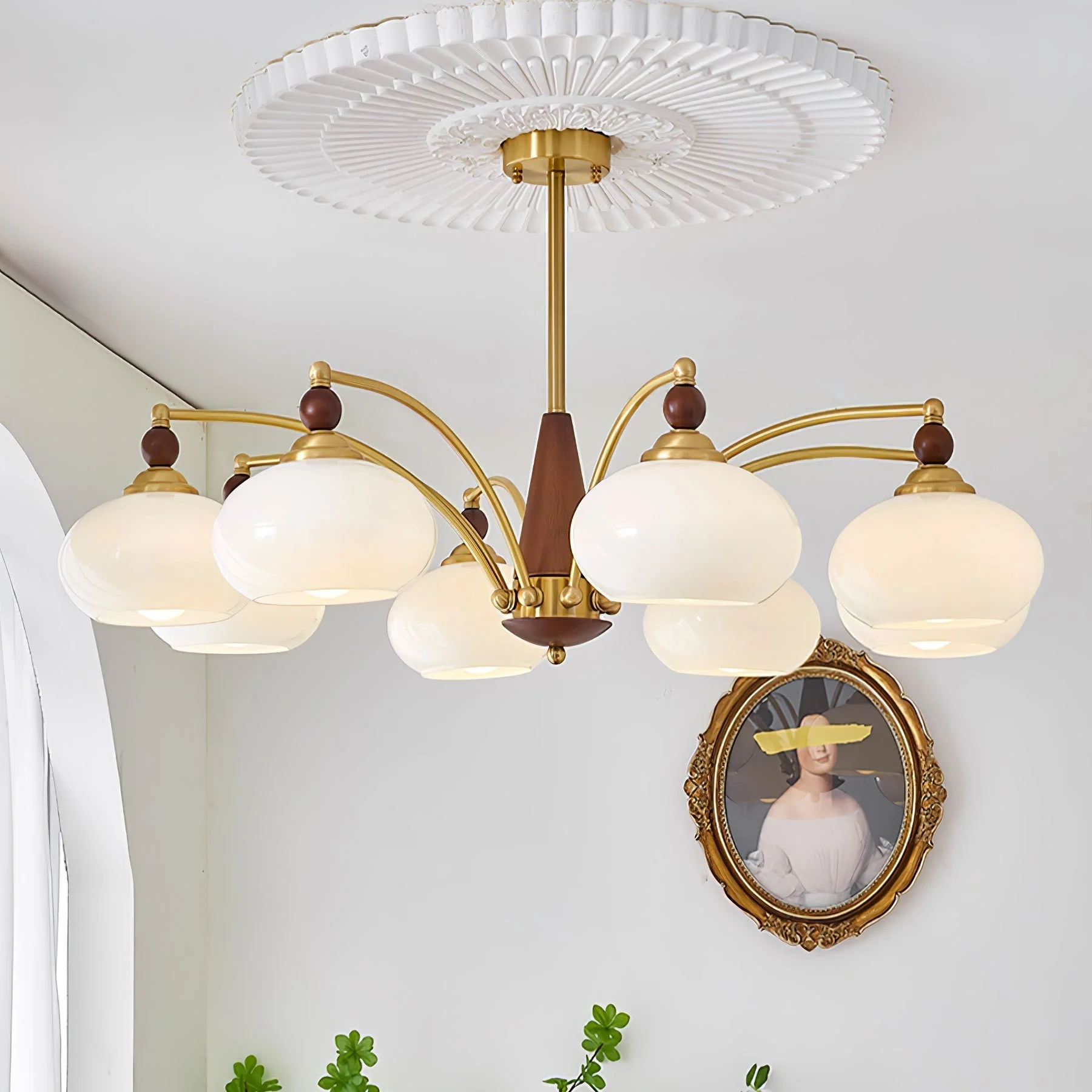 Lustra Pendant Lamp Retro Yellow Glass Brass - Image 16
