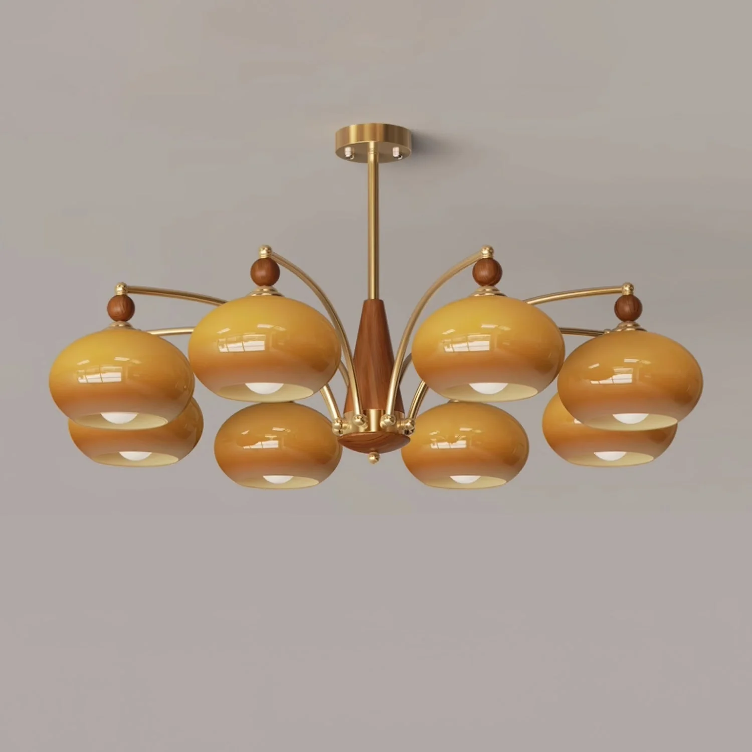 Lustra Pendant Lamp Retro Yellow Glass Brass - Image 18