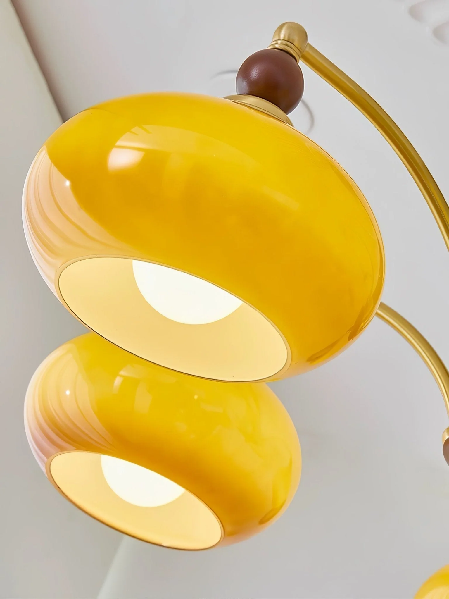 Lustra Pendant Lamp Retro Yellow Glass Brass - Image 22