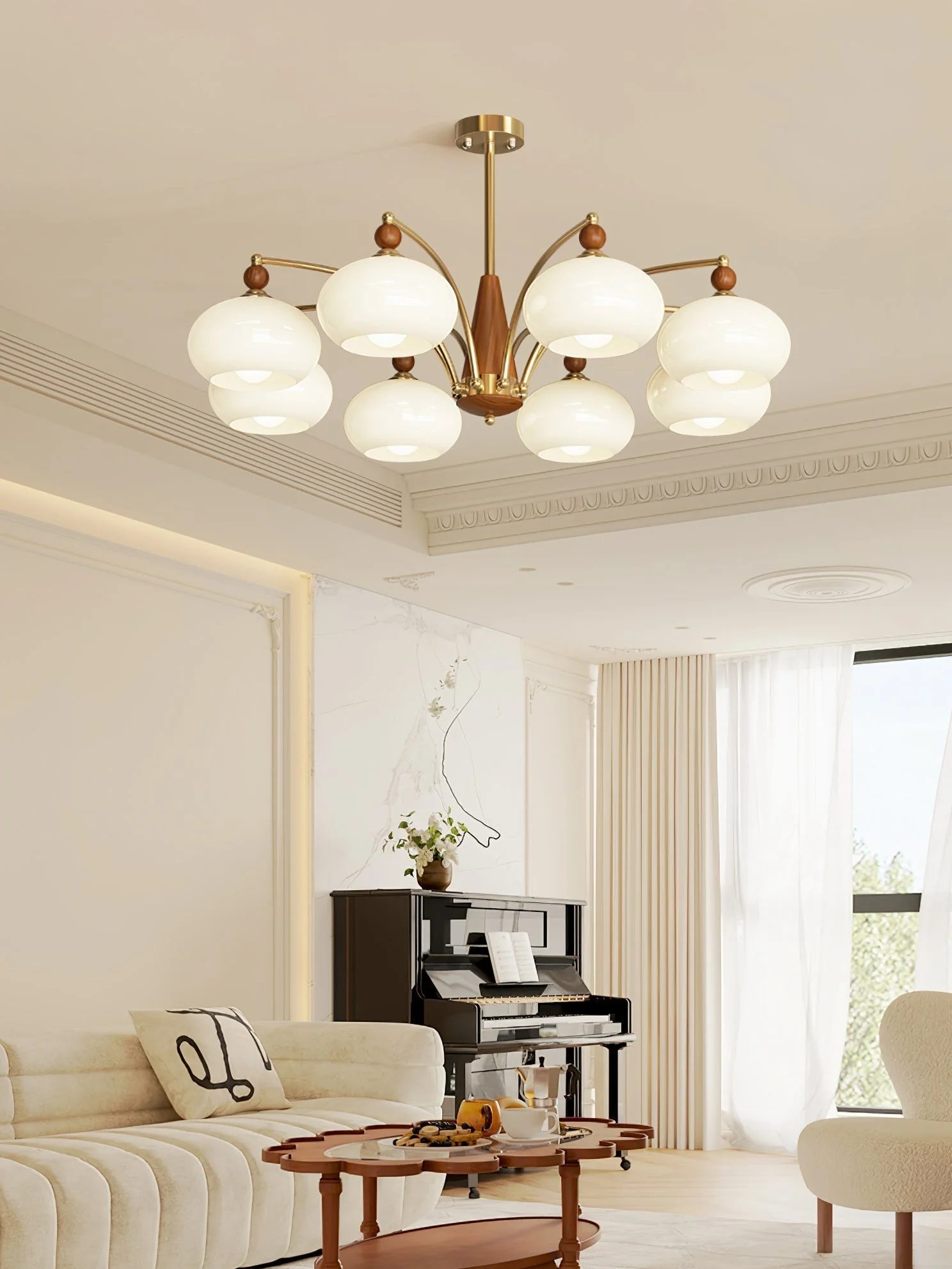 Lustra Pendant Lamp Retro Yellow Glass Brass - Image 24