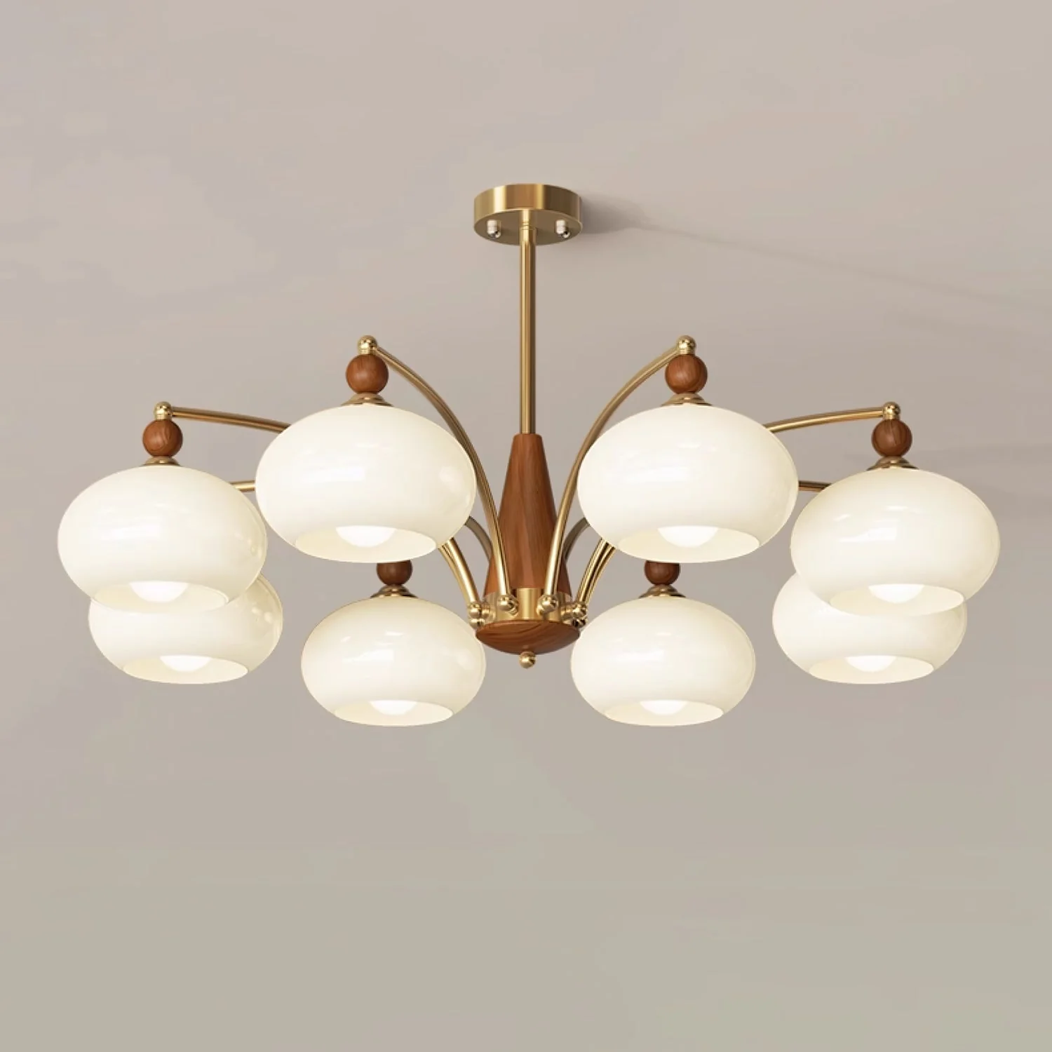 Lustra Pendant Lamp Retro Yellow Glass Brass - Image 26