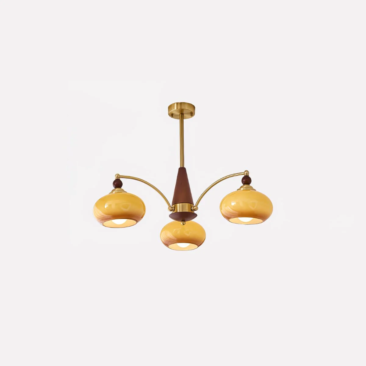 Lustra Pendant Lamp Retro Yellow Glass Brass - Image 27