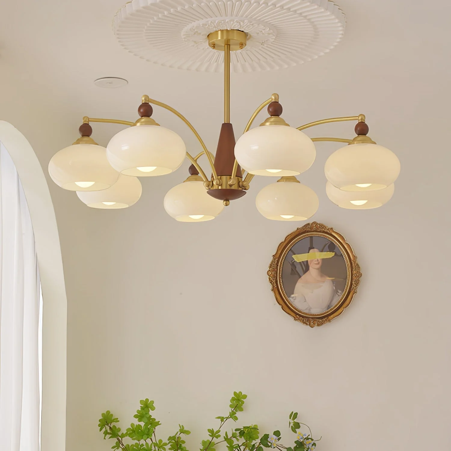 Lustra Pendant Lamp Retro Yellow Glass Brass - Image 28