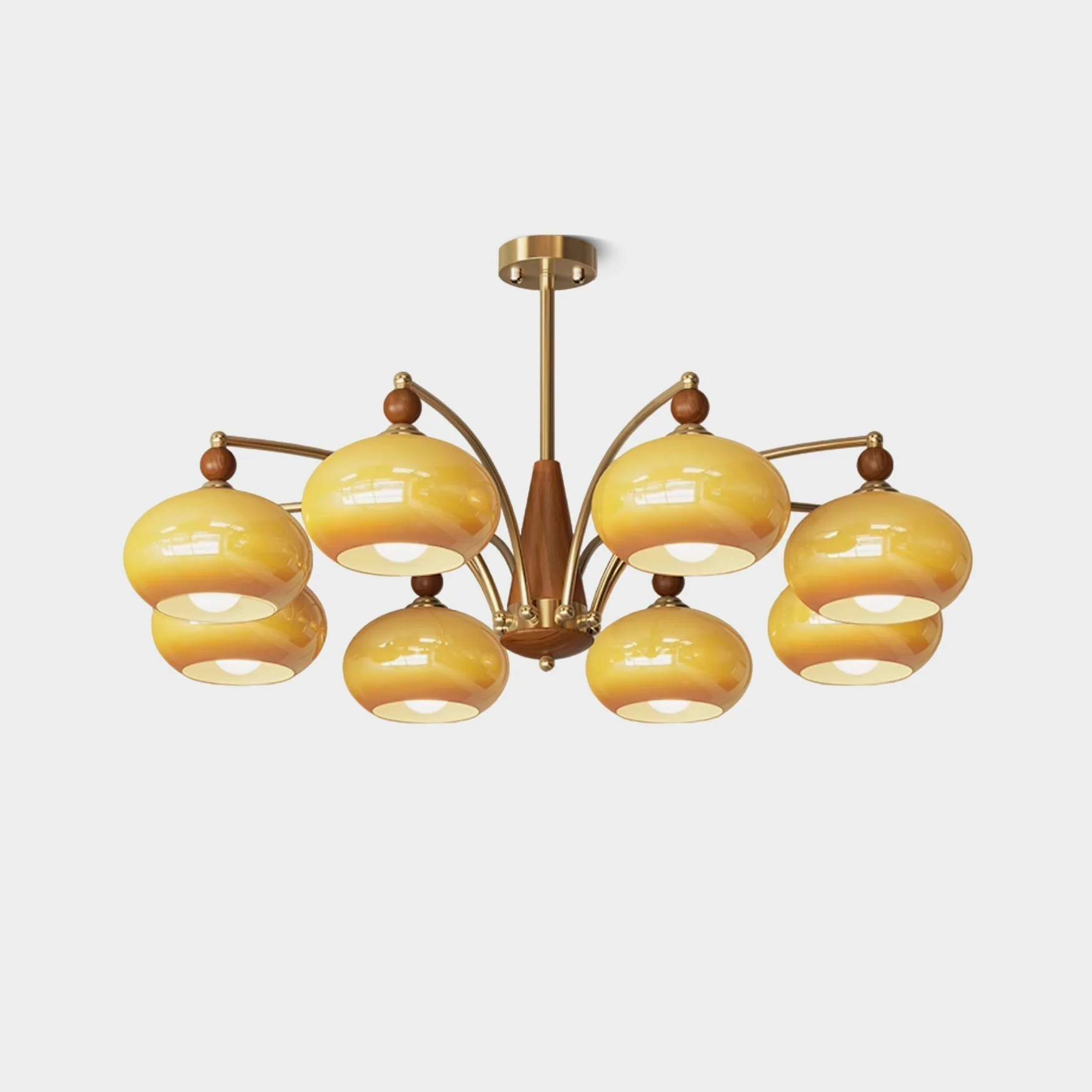 Lustra Pendant Lamp Retro Yellow Glass Brass - Image 32
