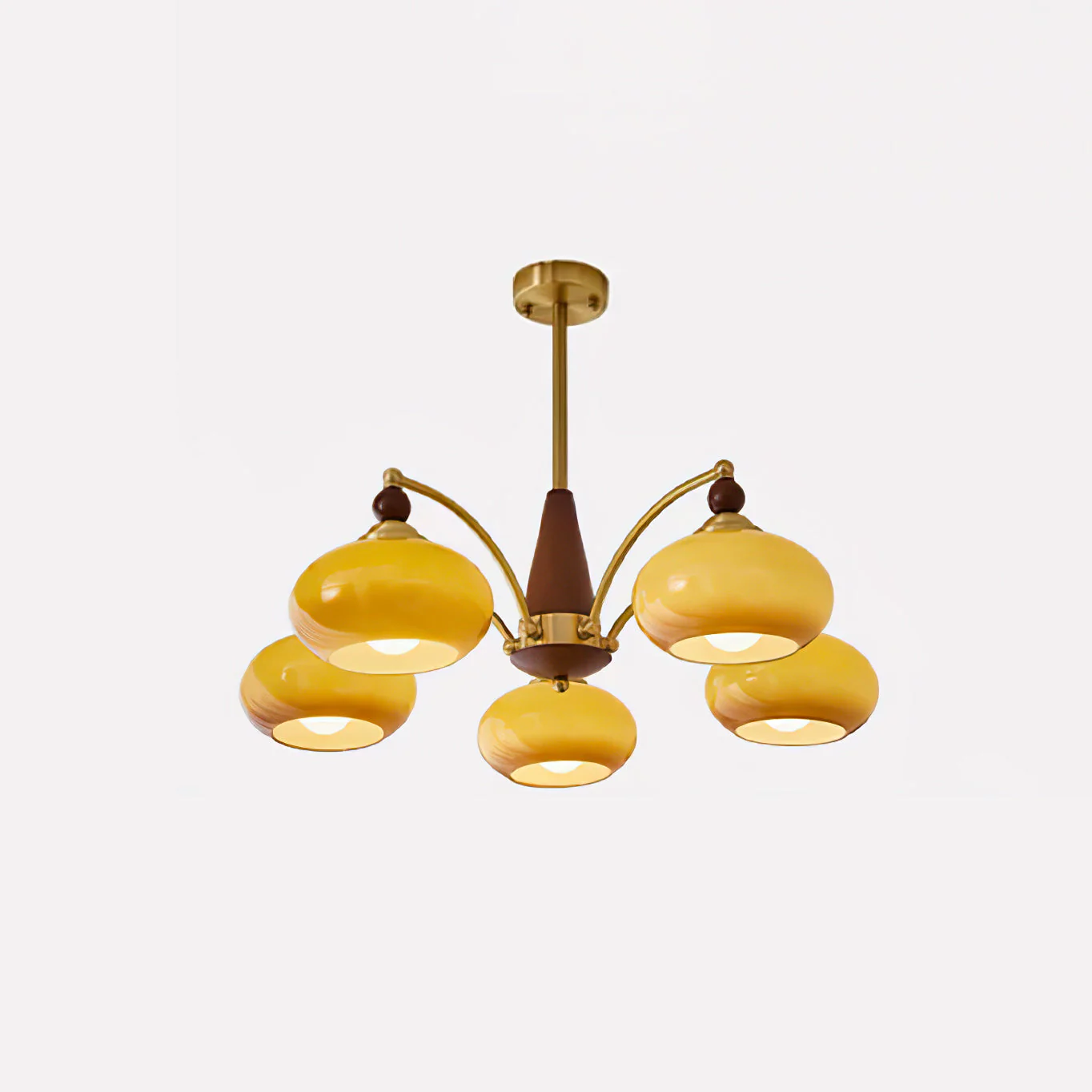 Lustra Pendant Lamp Retro Yellow Glass Brass - Image 38