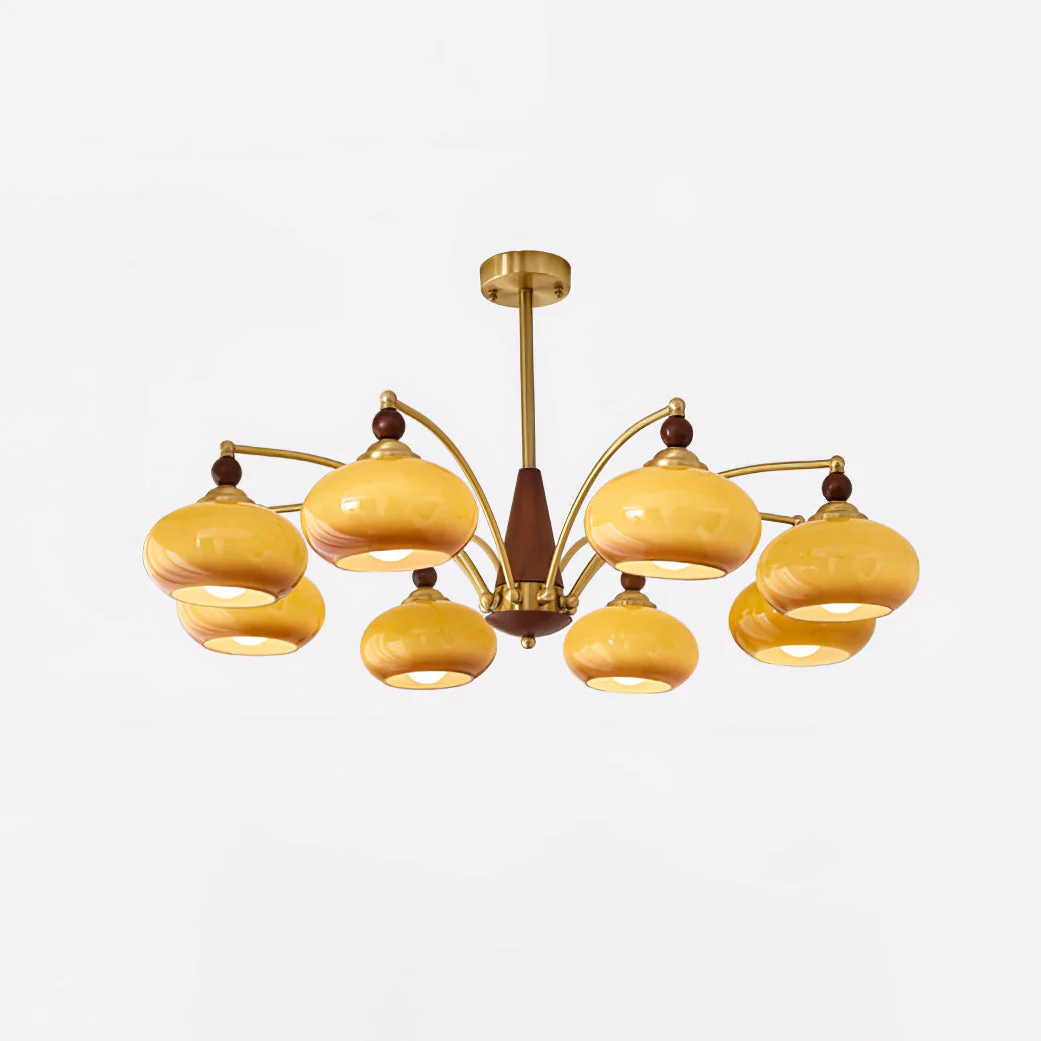Lustra Pendant Lamp Retro Yellow Glass Brass - Image 39