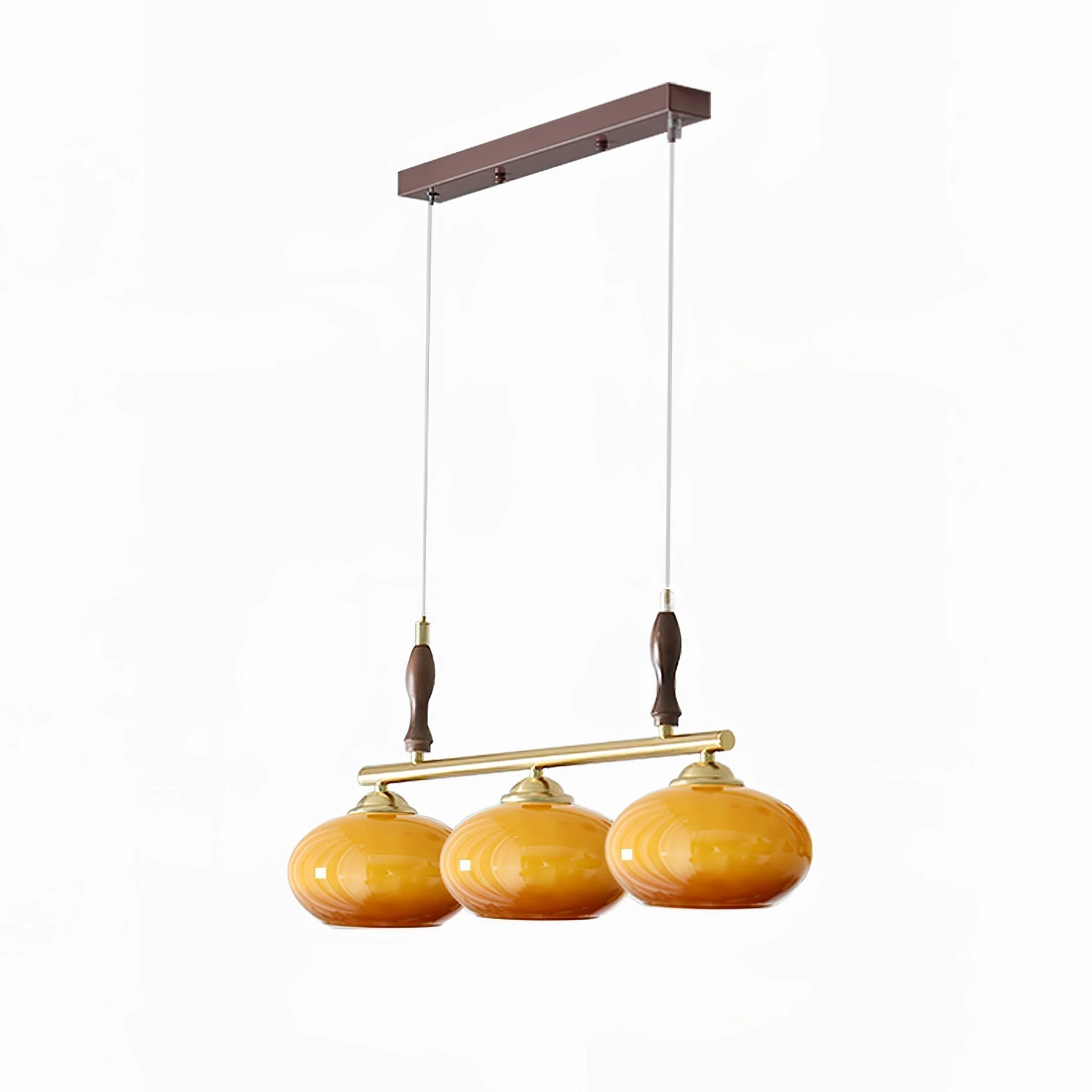Lustra Pendant Lamp Retro Yellow Glass Brass - Image 42