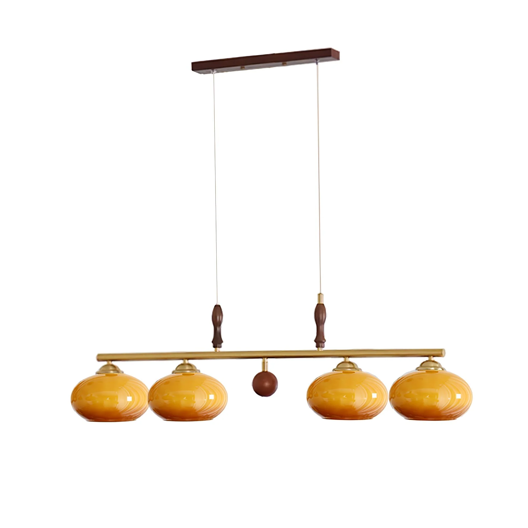 Lustra Pendant Lamp Retro Yellow Glass Brass - Image 44