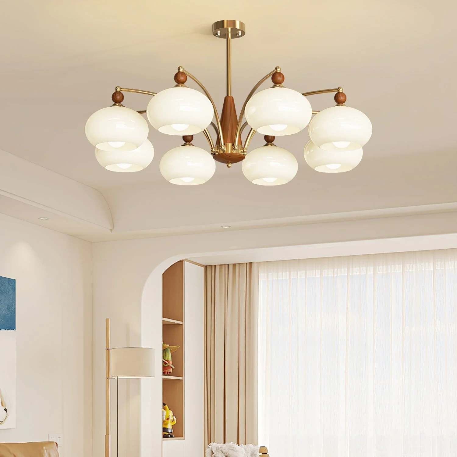 Lustra Pendant Lamp Retro Yellow Glass Brass - Image 45