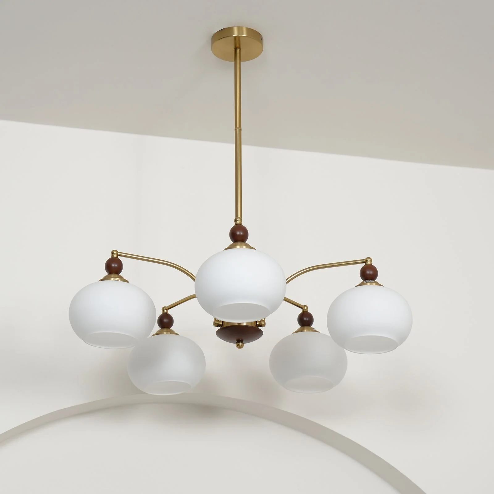 Lustra Pendant Lamp Retro Yellow Glass Brass - Image 49