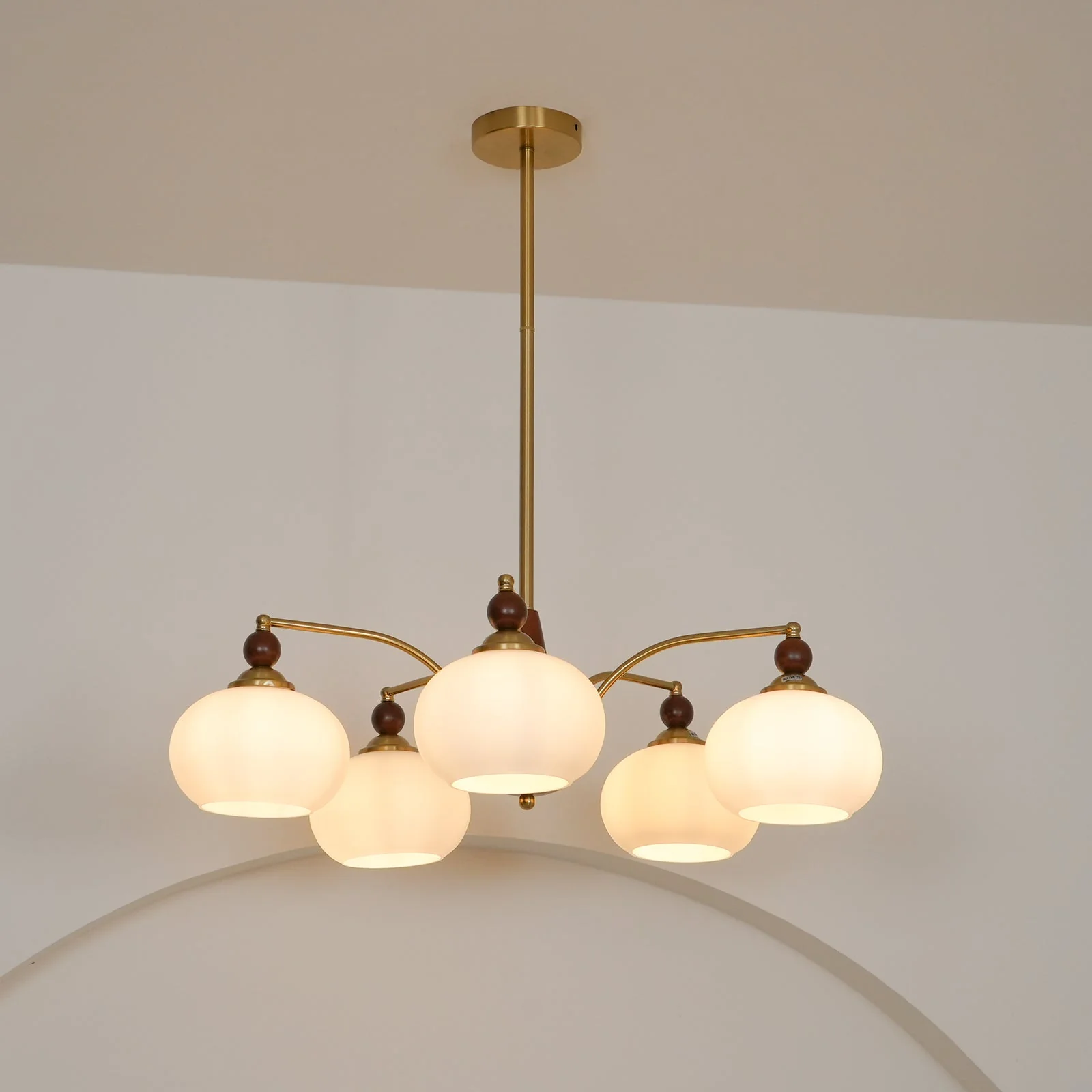 Lustra Pendant Lamp Retro Yellow Glass Brass - Image 51