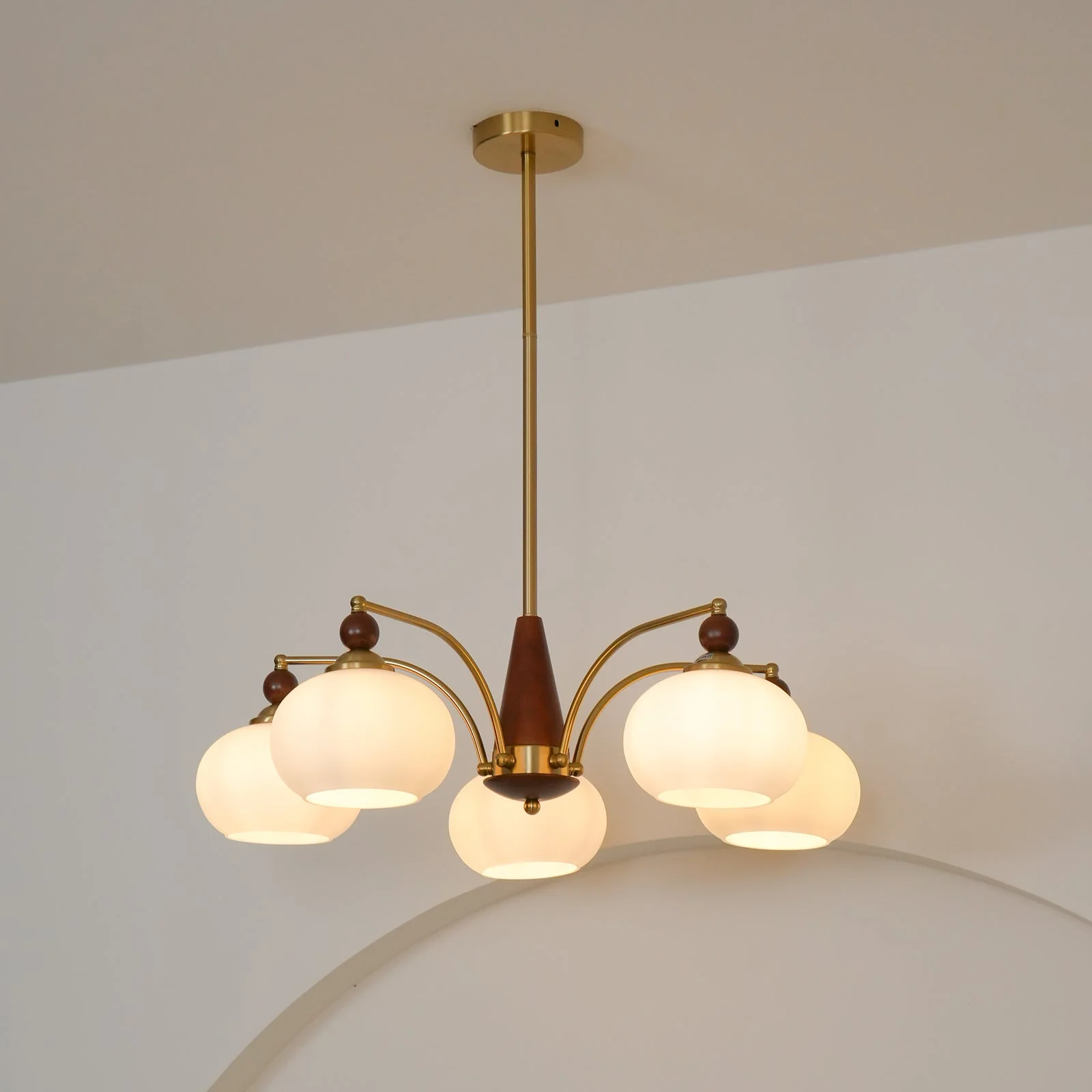 Lustra Pendant Lamp Retro Yellow Glass Brass - Image 54