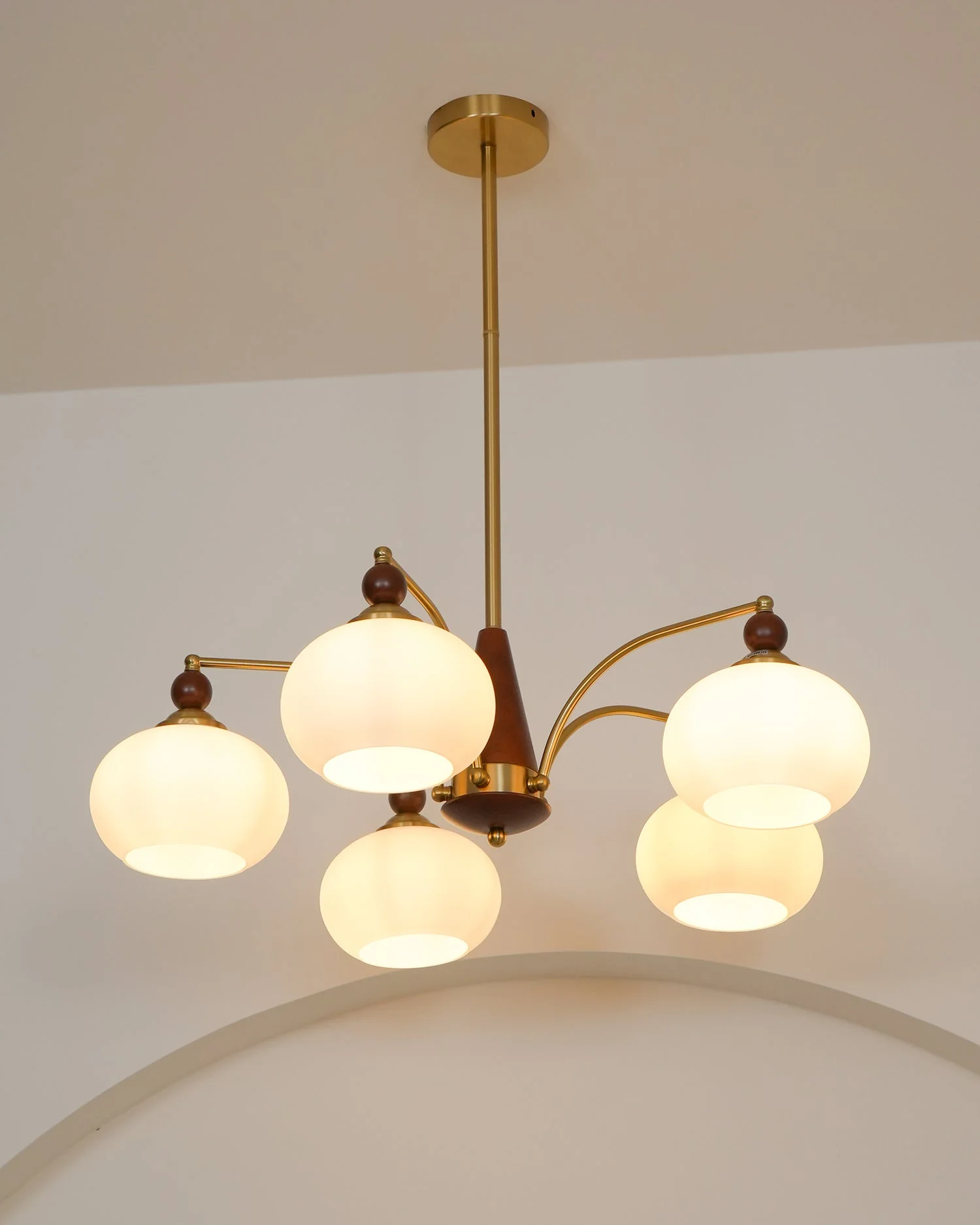Lustra Pendant Lamp Retro Yellow Glass Brass - Image 55