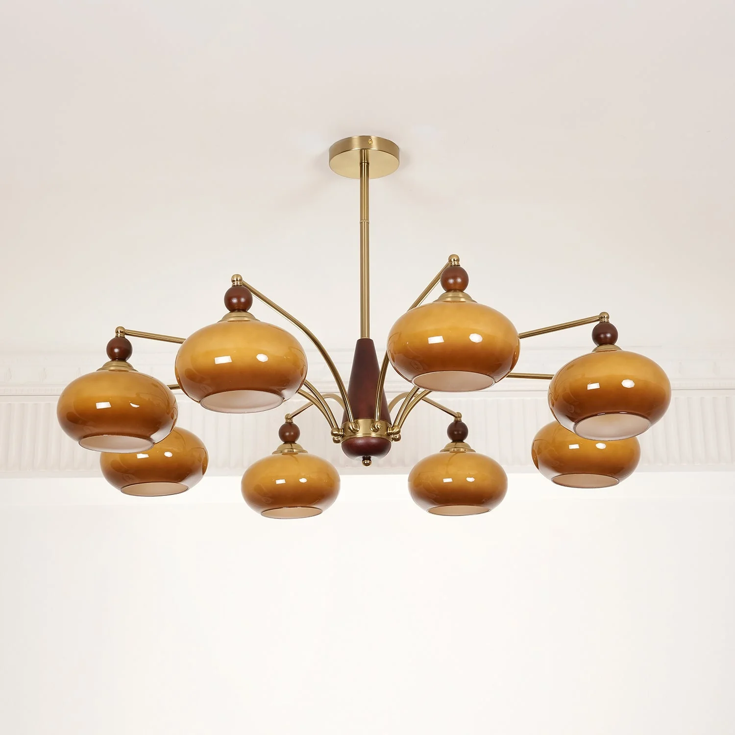 Lustra Pendant Lamp Retro Yellow Glass Brass - Image 57