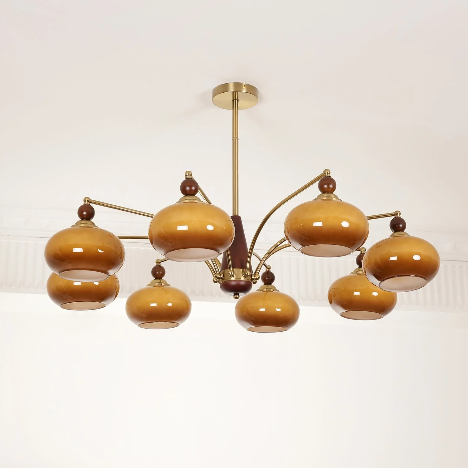 Lustra Pendant Lamp Retro Yellow Glass Brass - Image 58