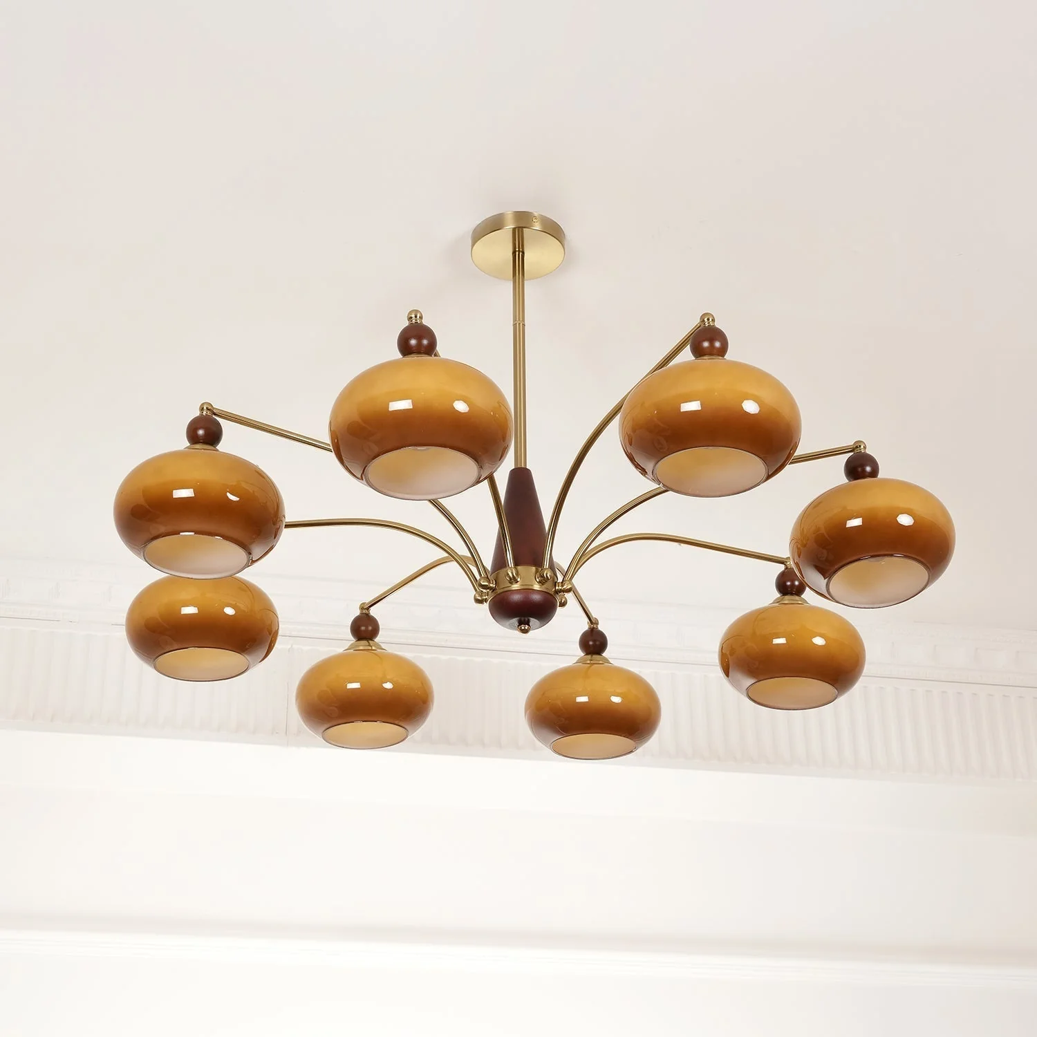 Lustra Pendant Lamp Retro Yellow Glass Brass - Image 59